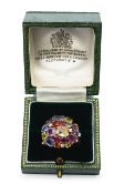 A 18ct gold 60s cocktail ring with diamond and multi gem stones