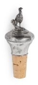 An Elizabeth II novelty silver pheasant bottle stopper
