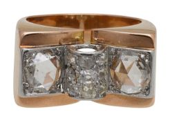 A diamond 'butterfly' cocktail ring French control mark