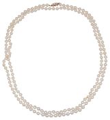 An opera length single strand of cultured pearls