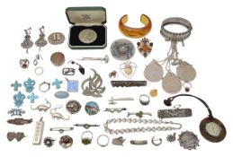 A collection of Victorian and later silver and costume jewellery
