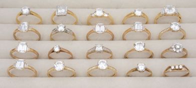 A collection of hallmarked CZ rings