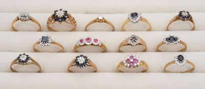 A collection of diamond gem set rings