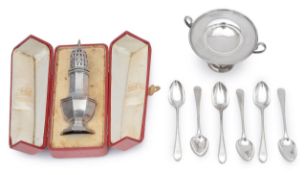 A George V Scottish sugar caster and other silver