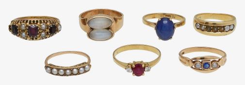 Seven assorted rings