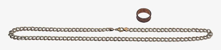 A 9ct fancy link & 9ct gold band