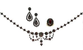 A Bohemian garnet matched demi-parure