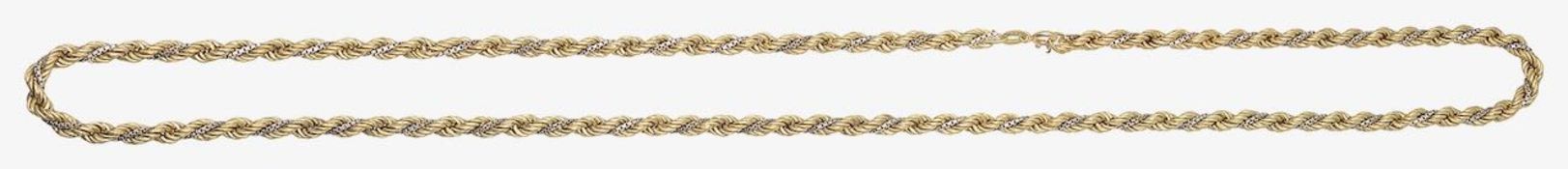 A 18ct white and yellow gold fancy rope chain