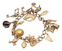 A 9ct gold charm bracelet
