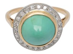 A diamond and turquoise ring