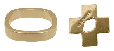 A Dinh Van modern ring with cross pendant