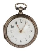 A George III silver verge pair cased pocket watch