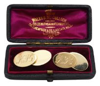 A pair of 9ct yellow gold oval cufflinks