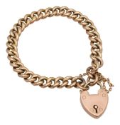A 9ct curb bracelet with heart catch