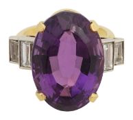 A fine amethyst and diamond cocktail ring
