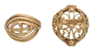 A pair of decorative Continental open work rings