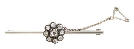 A diamond-set bar brooch