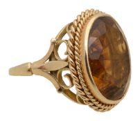 A 9ct citrine dress ring