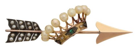 A 19th century pearl and gem-set brooch