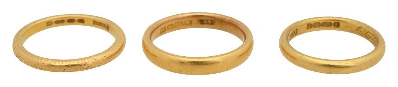 A trio of 22ct gold bands