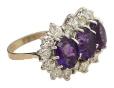 A 1970's amethyst and diamond statement ring