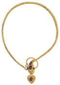 A mid Victorian yellow gold and gem-set snake necklace