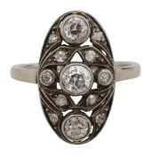 An early 1900's diamond panel ring Hungarian hallmark