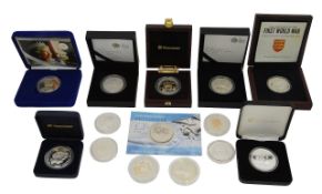 Elizabeth II commemorative silver crowns and other coins