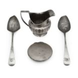 A George III silver jug and other silver
