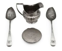 A George III silver jug and other silver