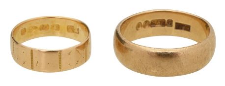 An 18ct Chester 1884 band and a 9ct band
