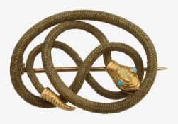 An early 19th century snake sentimental brooch