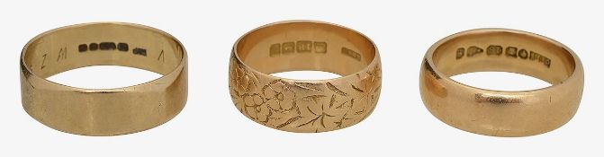 Two 18ct gold rings and a 9ct