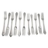 Late Victorian silver dog nose pattern three pronged table and dessert forks