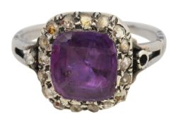 An early Victorian purple-pink sapphire diamond ring