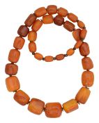 An amber butterscotch bead necklace
