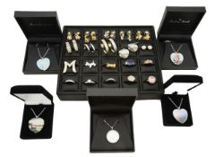 A collection of silver jewellery and costume