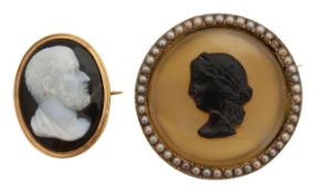 Two 19th century hardstone cameo brooches