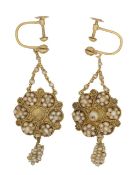 A pair of 1900 seed pearl ear clips