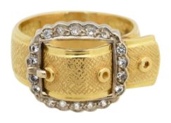 A gem set buckle ring