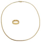 An Italian 14K necklace and bark ring