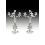 A fine pair of Austro-Hungarian Secessionist .800 silver candelabra