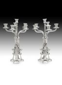 A fine pair of Austro-Hungarian Secessionist .800 silver candelabra