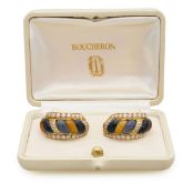 A pair of French mid 20th century gem-set ear clips by Boucheron