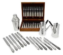 A collection of silver an electroplated items