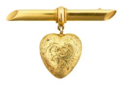 A Victorian engraved heart memorial brooch
