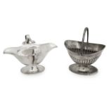 An Edward VII silver twin-handled sauce boat