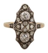 A diamond set panel ring