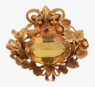 A early Georgian citrine and yellow gold brooch