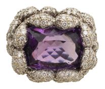 An amethyst and diamond-set ring